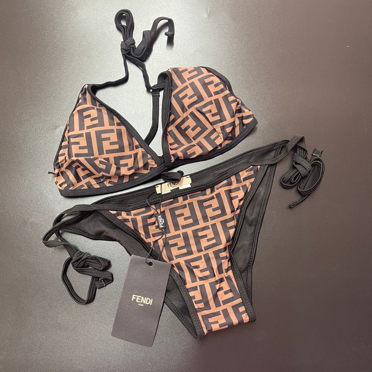 Fendi bikini brown on sale