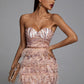 LAYLA Pink Sequin Feather Mini Dress