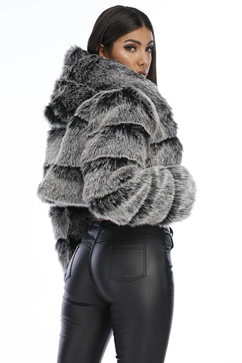 Hooded Faux Fur Jacket