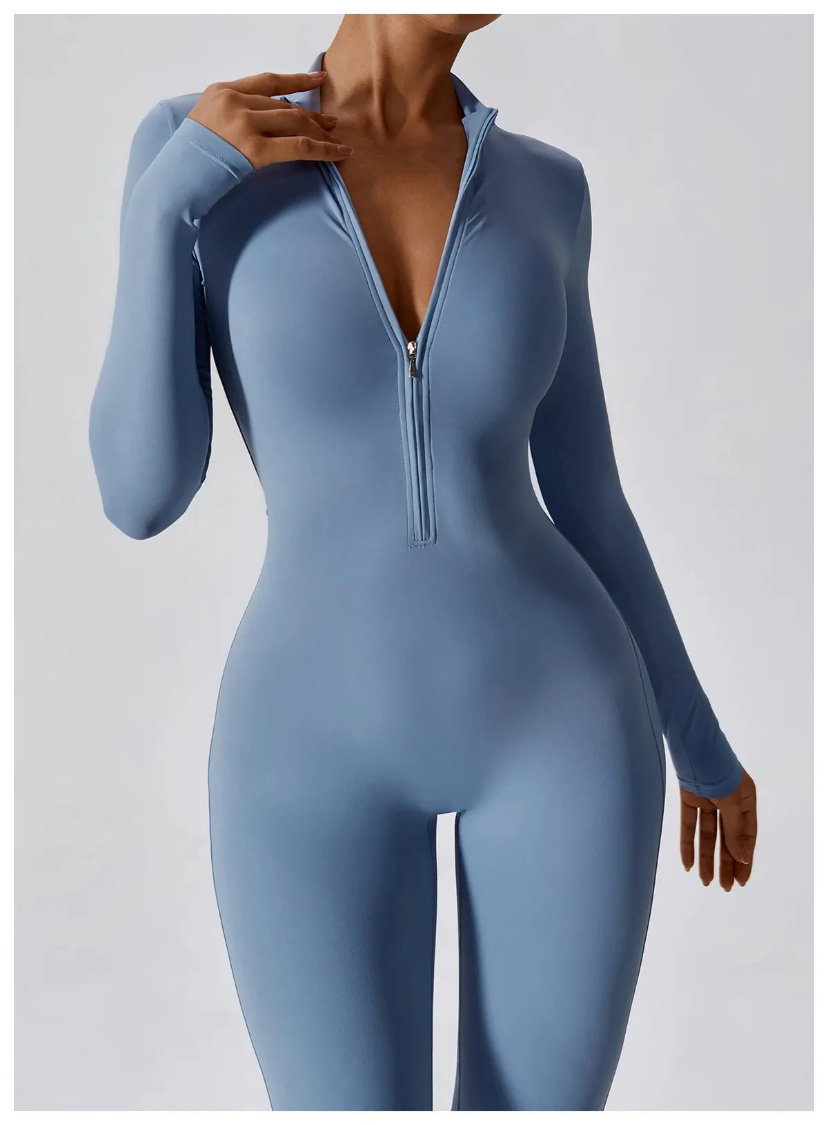 SOLID LONG SLEEVE JUMPSUIT