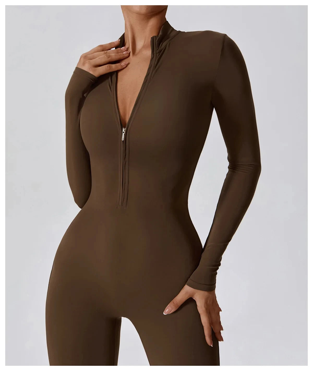 SOLID LONG SLEEVE JUMPSUIT