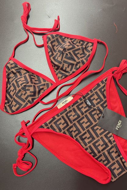 RED TRIM FEN BIKINI