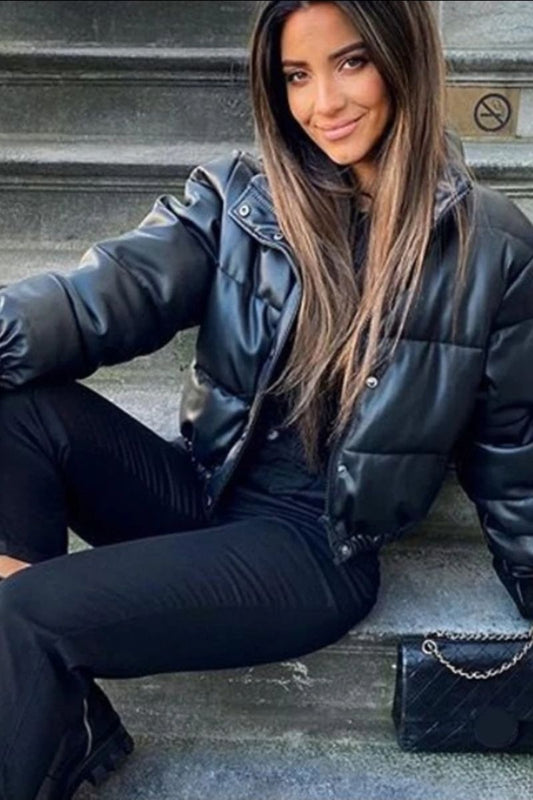 FIERCE | Puffer Vegan Leather Jacket