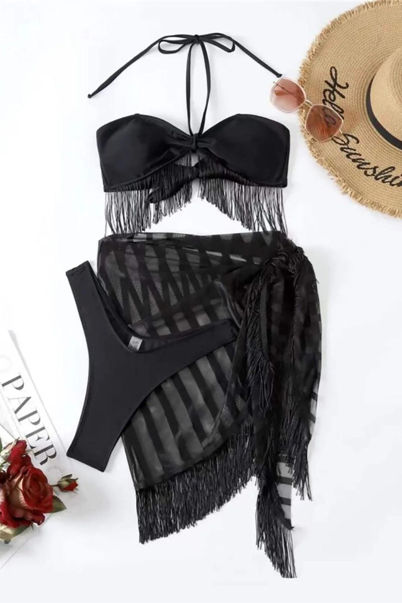 Confezione da 3 paia di frange con orlo versatile incrociato con lacci | Costume da bagno bikini e gonna da spiaggia