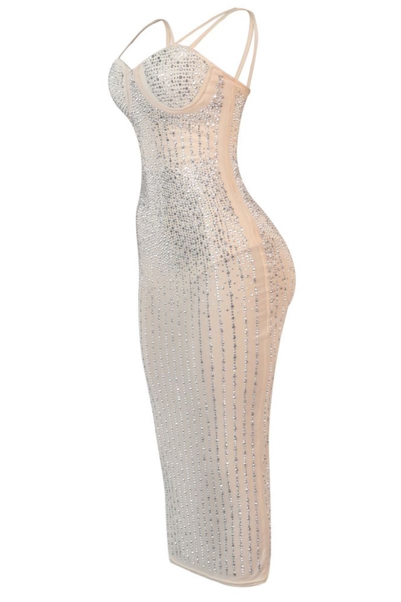 NICOLE DIAMANTÉ MESH DRESS