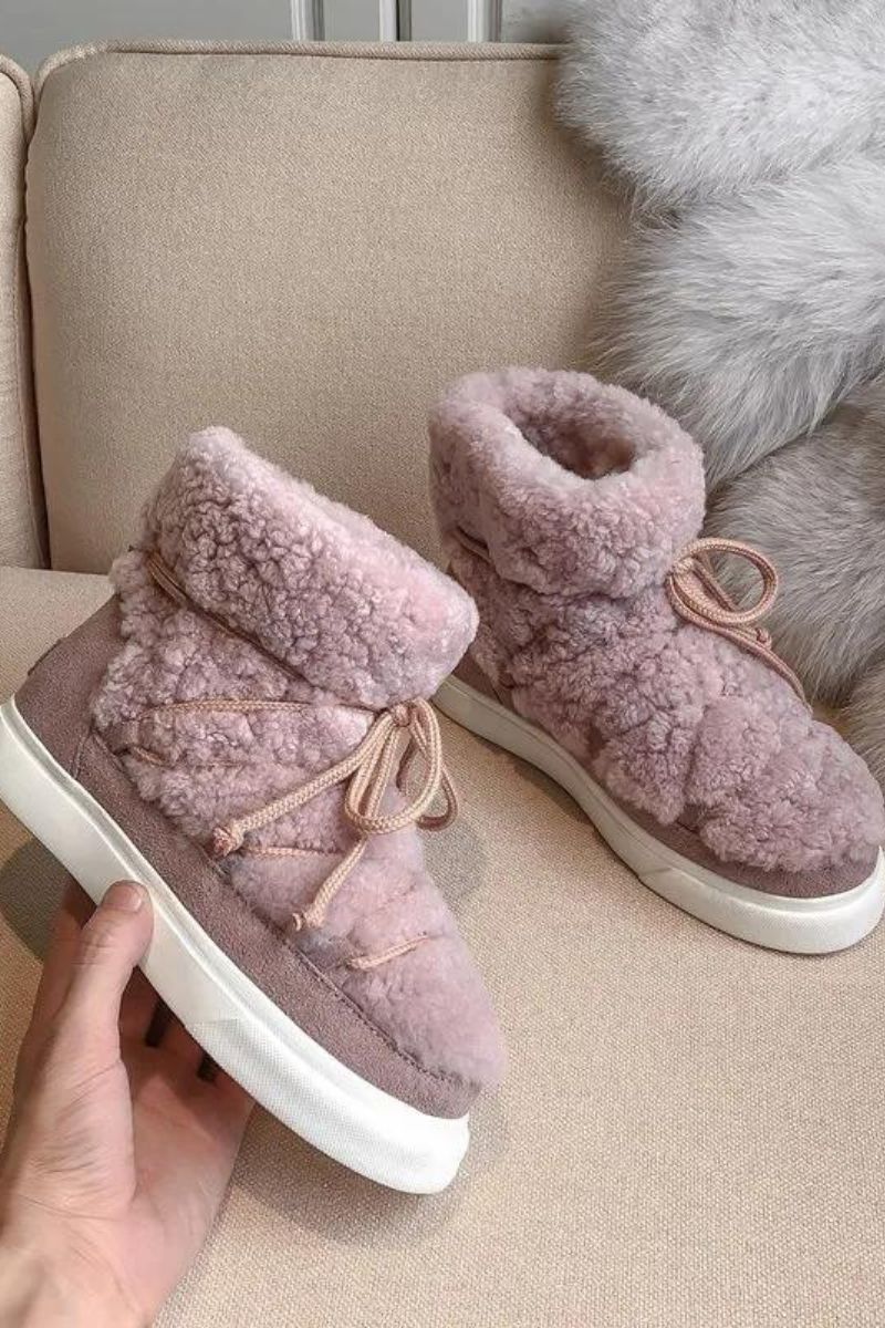 Ankle Boots Fur Fluffy Flat Winter