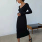 Timeless Elegance - Knit Rib Midi Pencil Dress