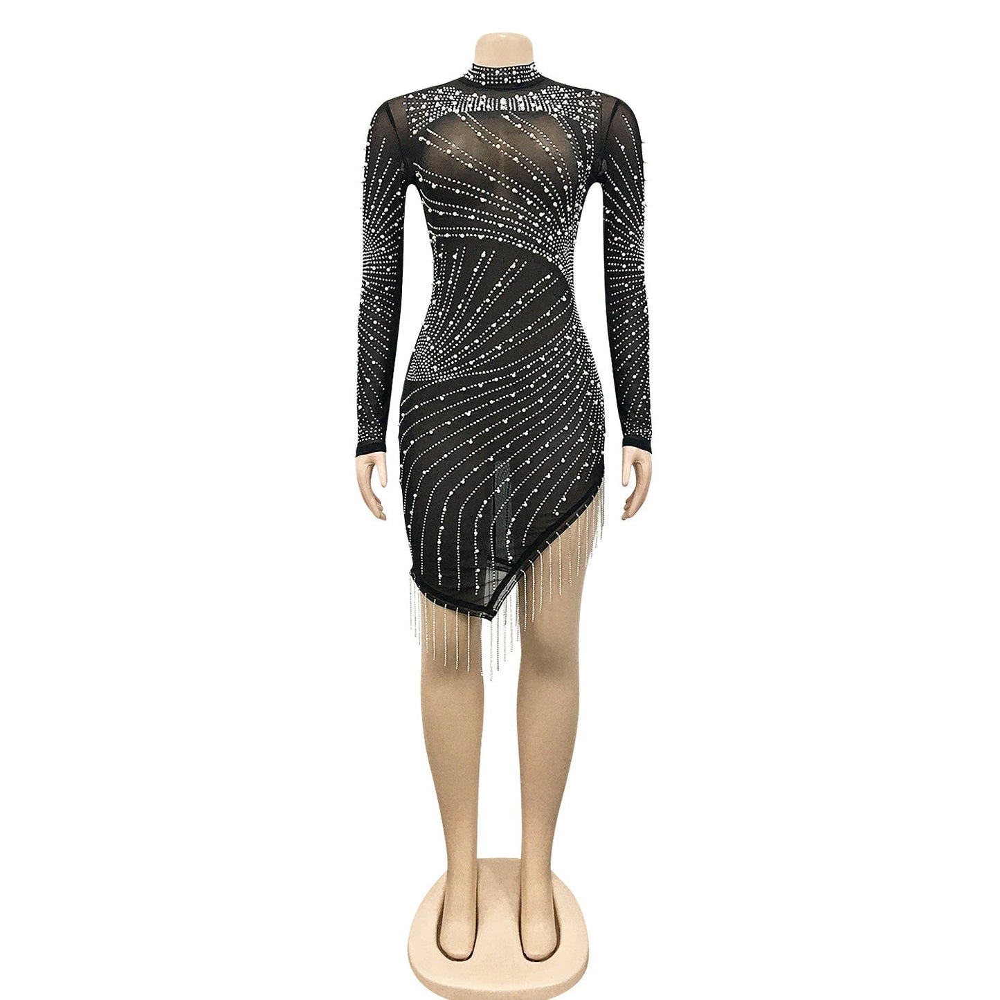 QUEEN | DIAMANTÉ MESH KLEID 