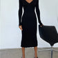 Timeless Elegance - Knit Rib Midi Pencil Dress