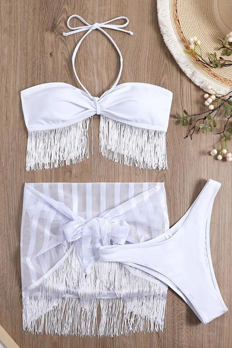 Confezione da 3 paia di frange con orlo versatile incrociato con lacci | Costume da bagno bikini e gonna da spiaggia