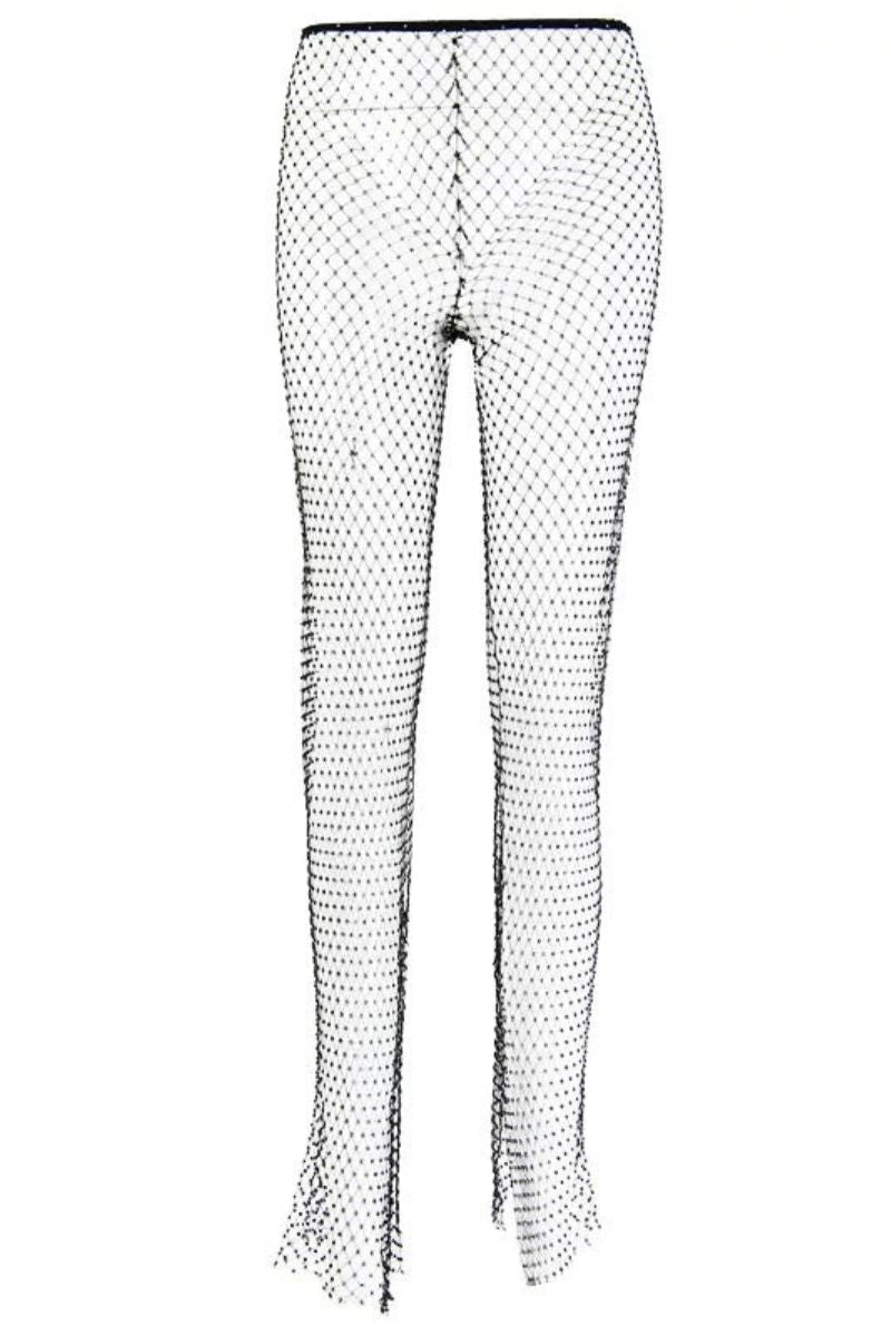 J.LO | Premium Diamante Mesh Fishnet Split Trousers