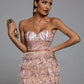 LAYLA Pink Sequin Feather Mini Dress