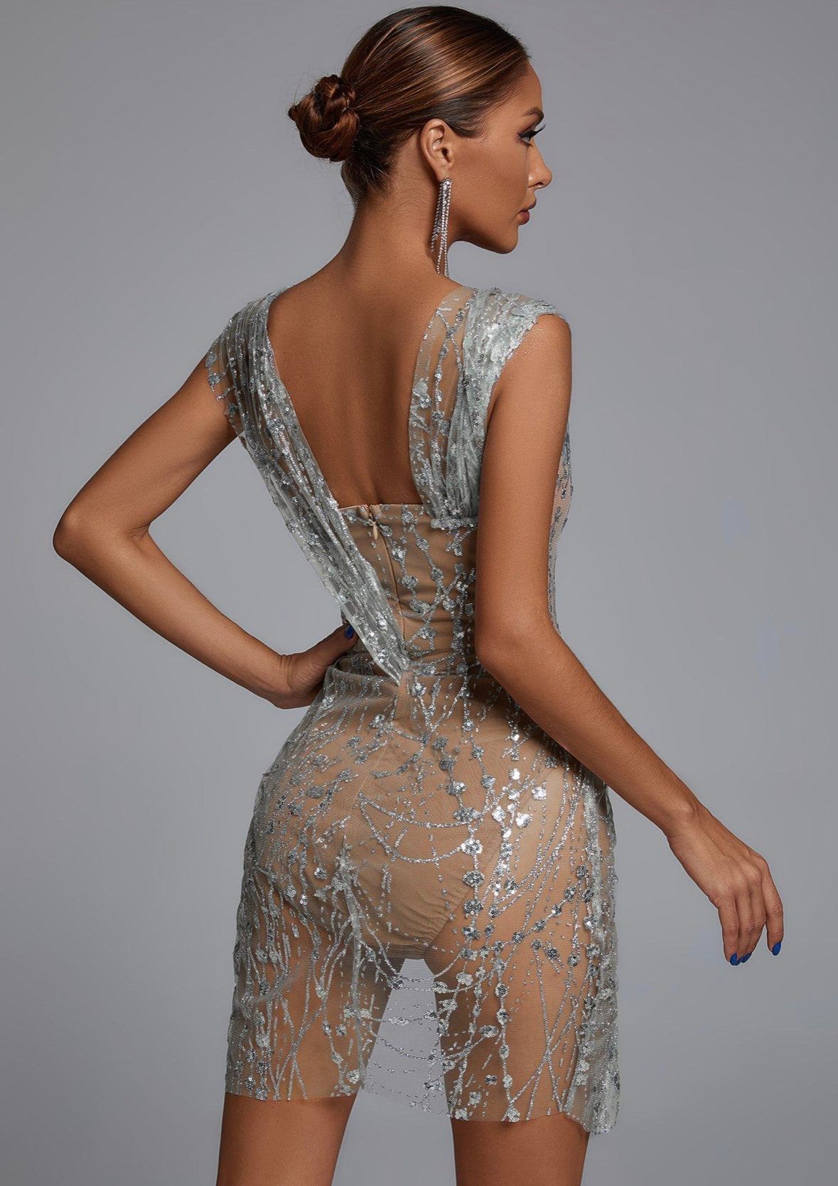 SEYDA Glitter Mesh Dress