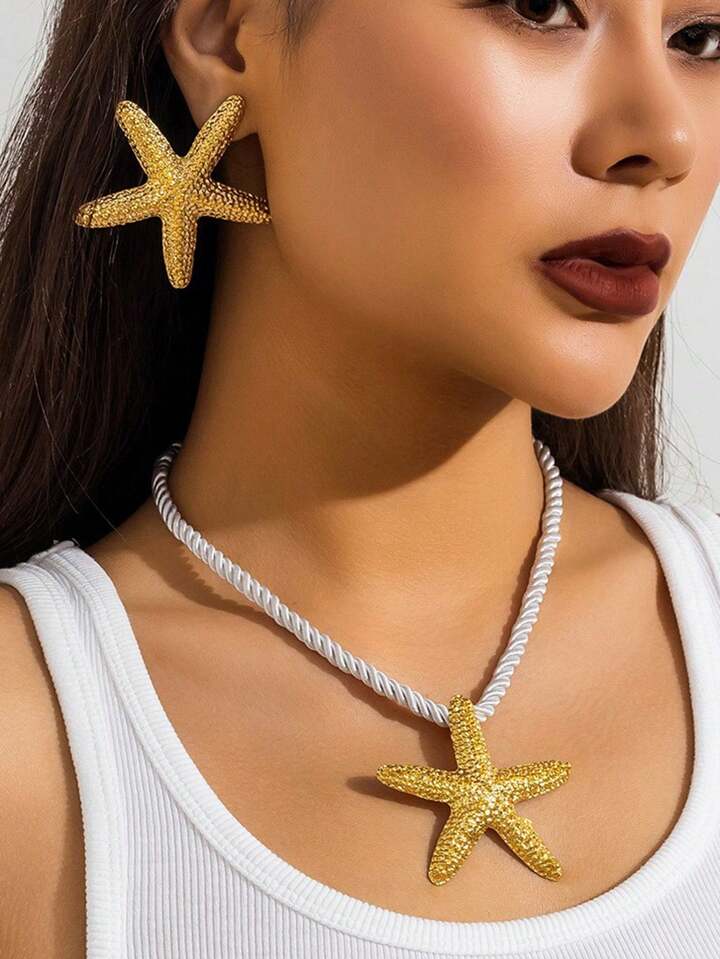 STARFISH EARRINGS & CHAIN