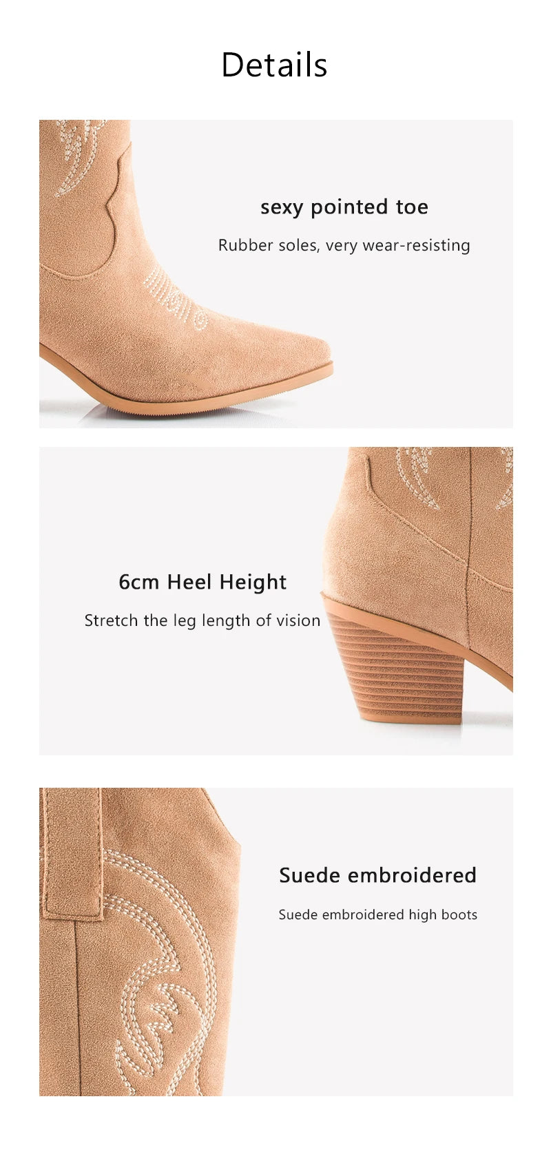 NEW! THE POINTED EMBOSSING SUEDE LEATHER BOOTS