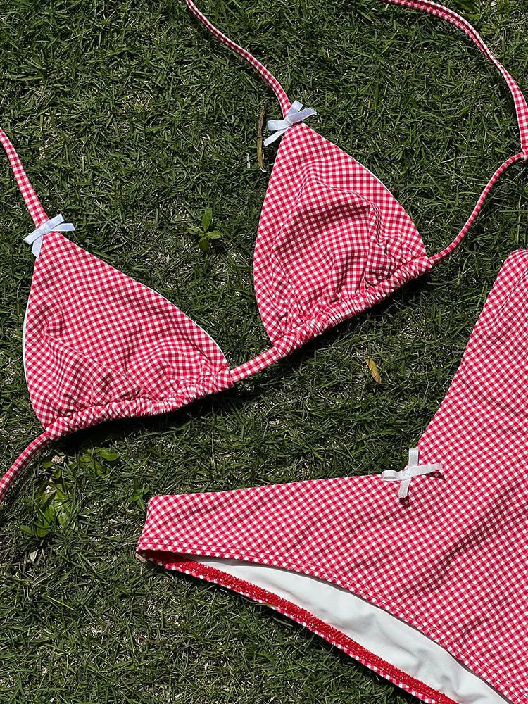 BIKINI ISABELLA TRIANGOLO con FIOCCO Gingham